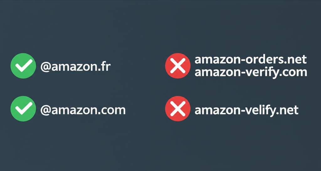Domaines Amazon officiels vs frauduleux