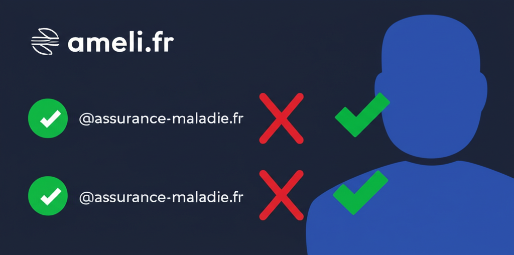 Domaines Ameli officiels vs frauduleux